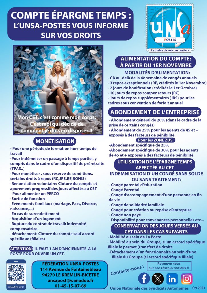 Compte Épargne Temps: L&rsquo;UNSA-Postes vous dit tout !