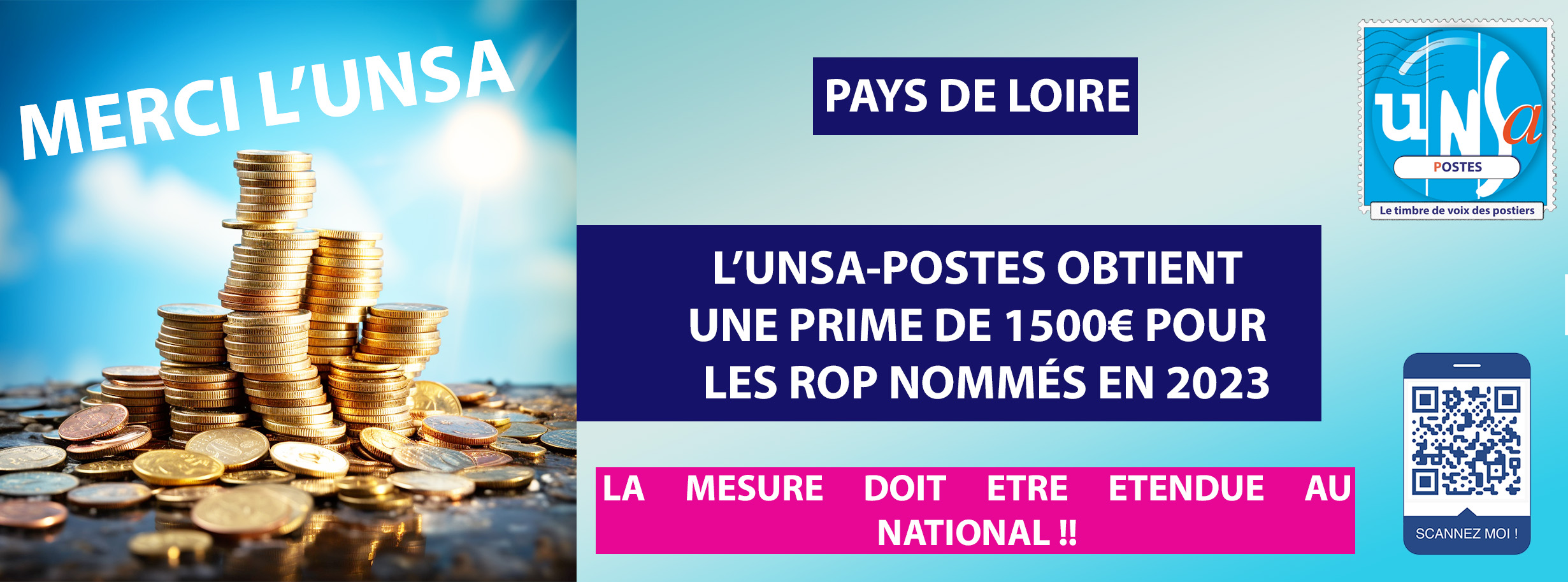 Valorisation des ROP: Une belle victoire pour l&rsquo;UNSA-Postes Pays-de-Loire.