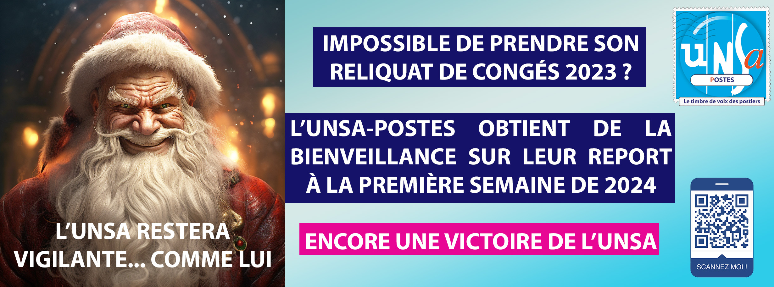 RELIQUATS DE CA 2023 SUR LA PREMIERE SEMAINE DE JANVIER 2024: L&rsquo;UNSA POSTES OBTIENT DE LA BIENVEILLANCE DE LA PART DE LA DIRECTION