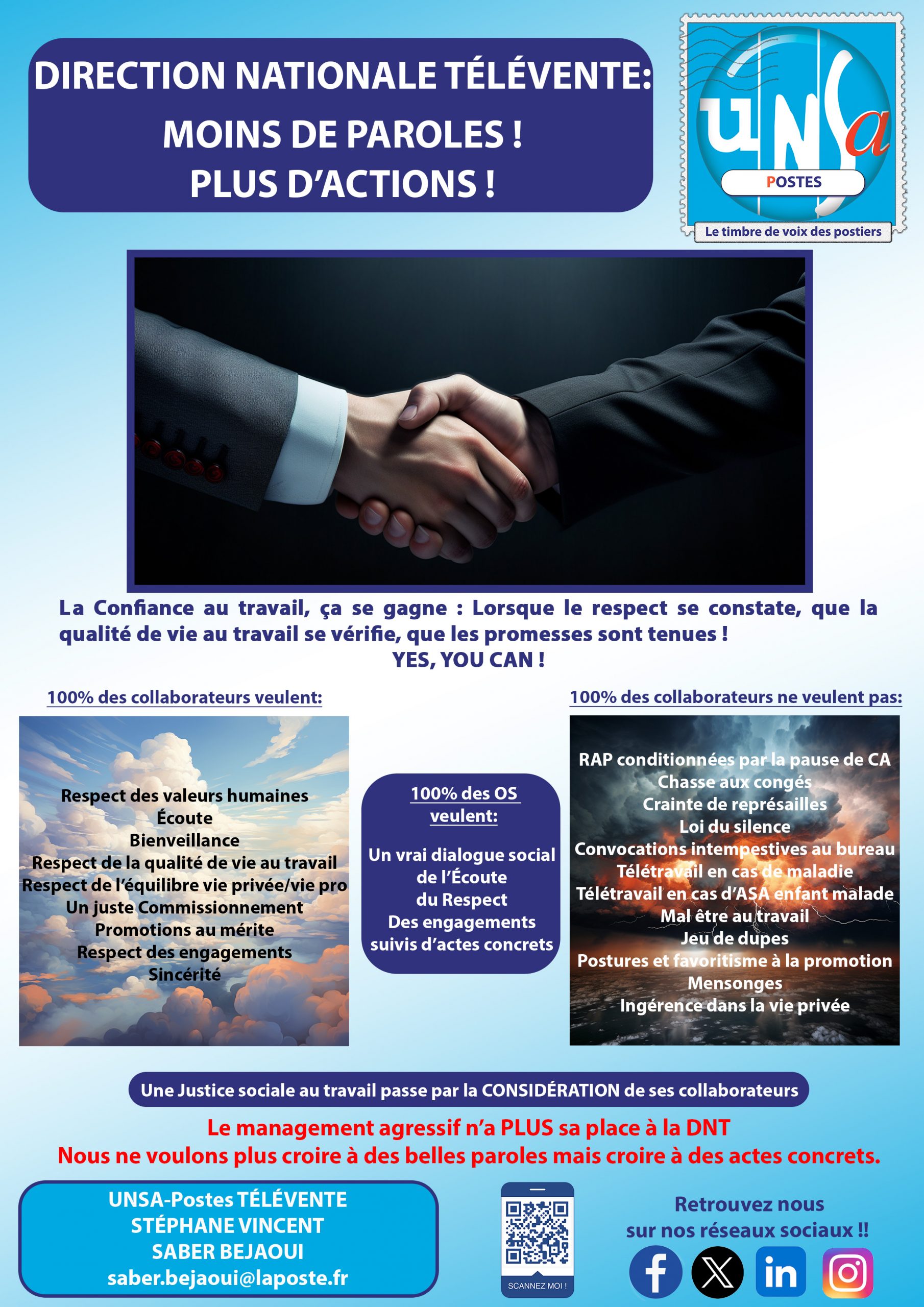 DIRECTION NATIONALE TÉLÉVENTE:               MOINS DE PAROLES ! PLUS D&rsquo;ACTIONS !