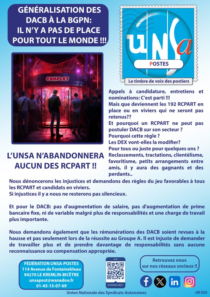 GÉNÉRALISATION DES DACB À LA BGPN: IL N&rsquo;Y A PAS DE PLACE POUR TOUT LE MONDE !!!