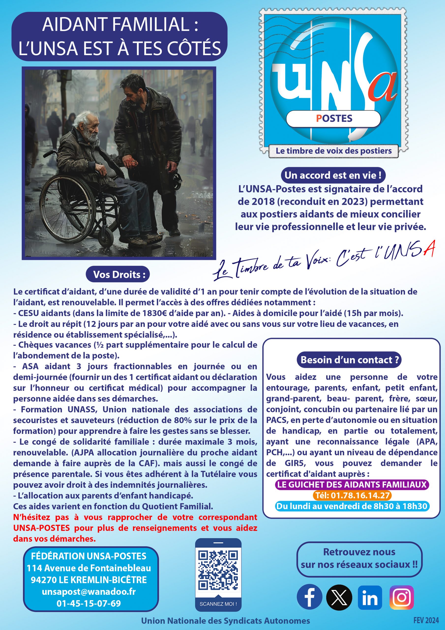 AIDANTS FAMILIAUX: L&rsquo;UNSA EST À TES COTÉS