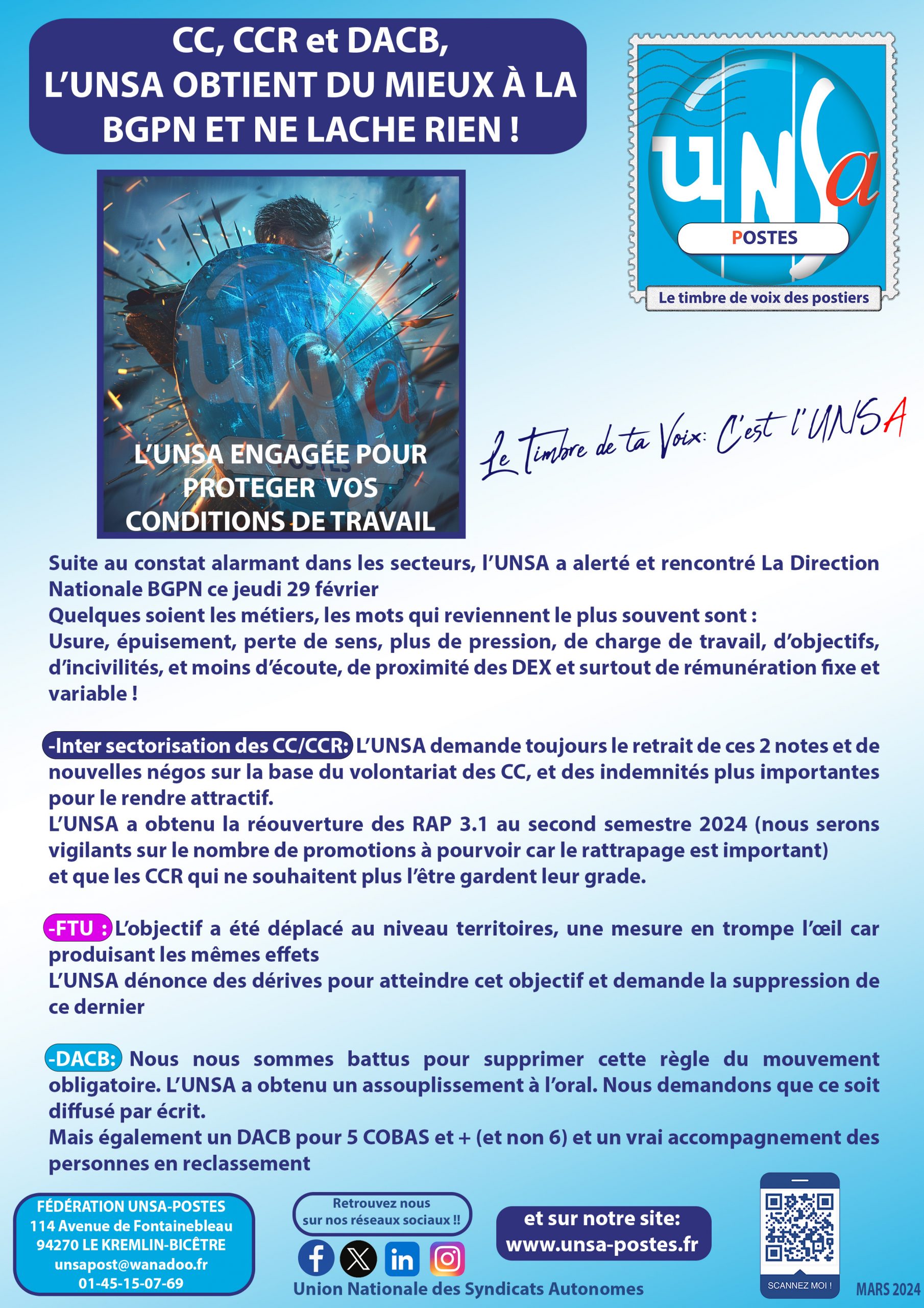 CC, CCR et DACB, L&rsquo;UNSA OBTIENT DU MIEUX ET NE LACHE RIEN !