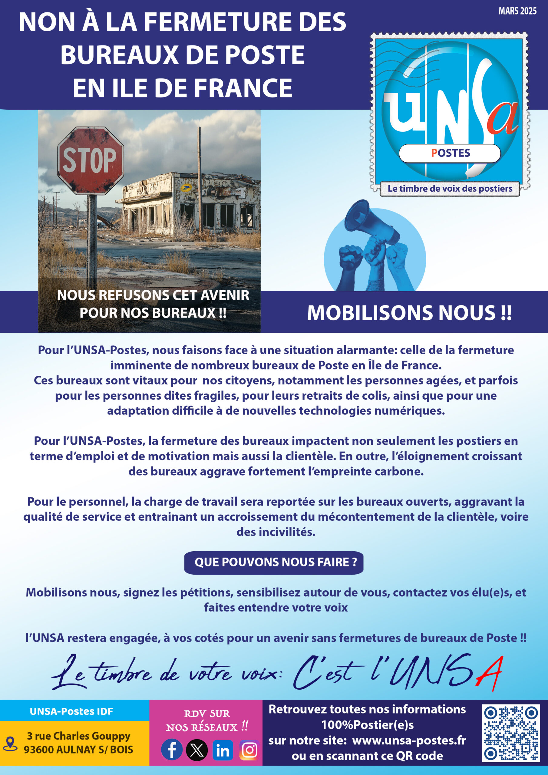 STOP AUX FERMETURE DES BUREAUX D&rsquo;ÎLE DE FRANCE !