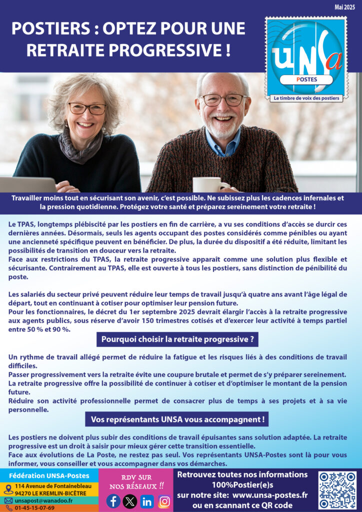 Postiers: Optez pour la retraite progressive !