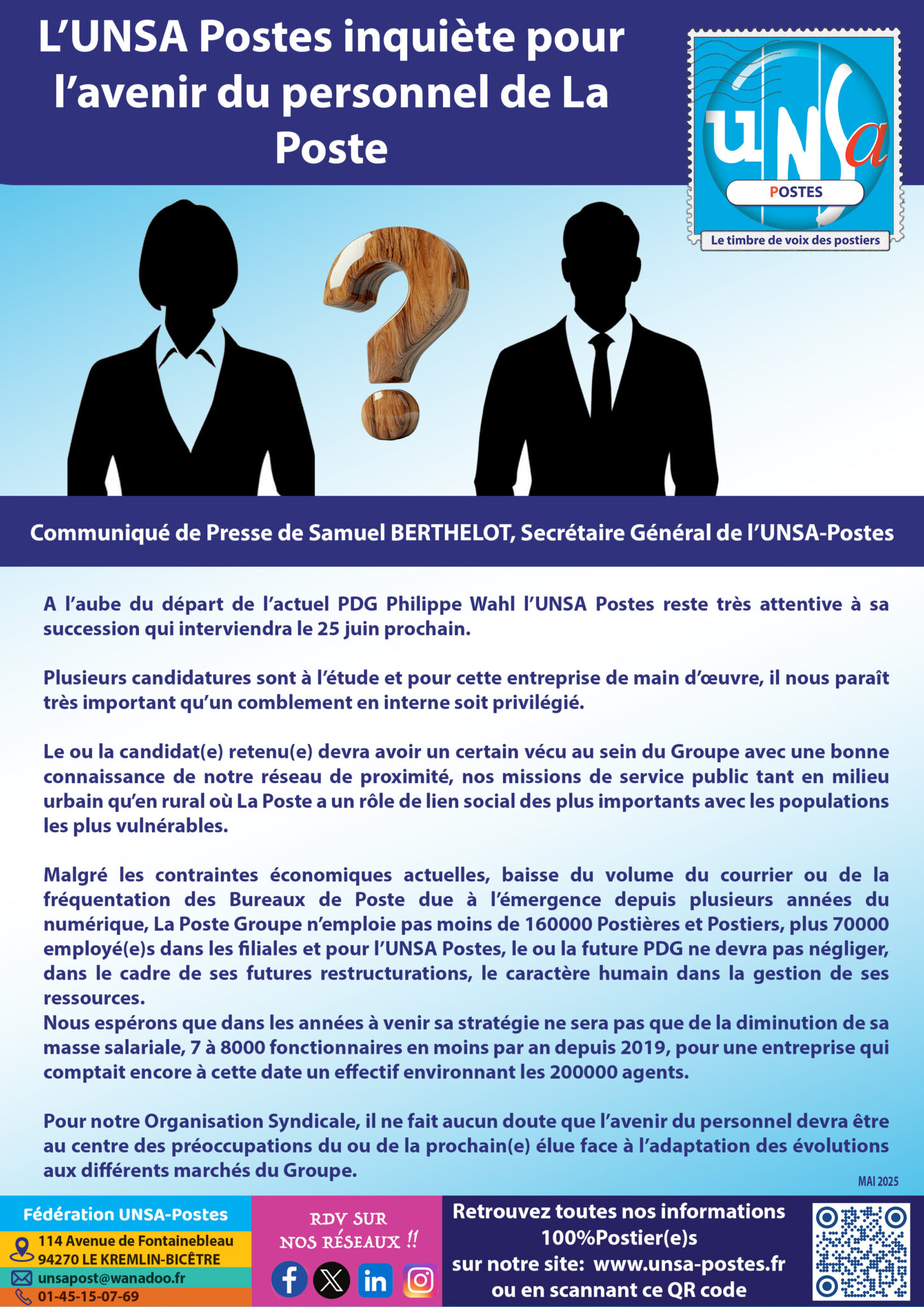 communiqué de presse succession PDG