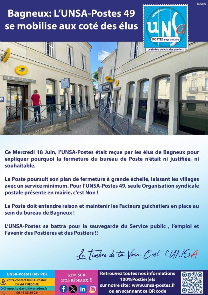 Bagneux: L’UNSA-Postes rencontre les élus pour préserver le bureau de Poste et l’emploi des Postiers !