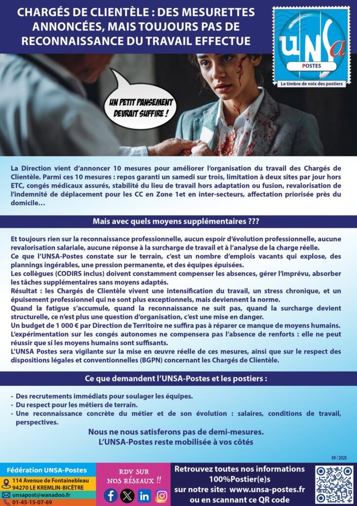 CHARGÉS DE CLIENTÈLE: DES MESURETTES ANNONCÉES, MAIS TOUJOURS PAS DE RECONNAISSANCE DU TRAVAIL ÉFFECTUÉ