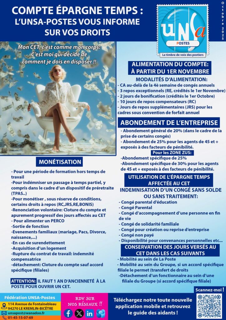 Compte épargne temps 2025: L’UNSA-Postes vous informe sur vos droits !